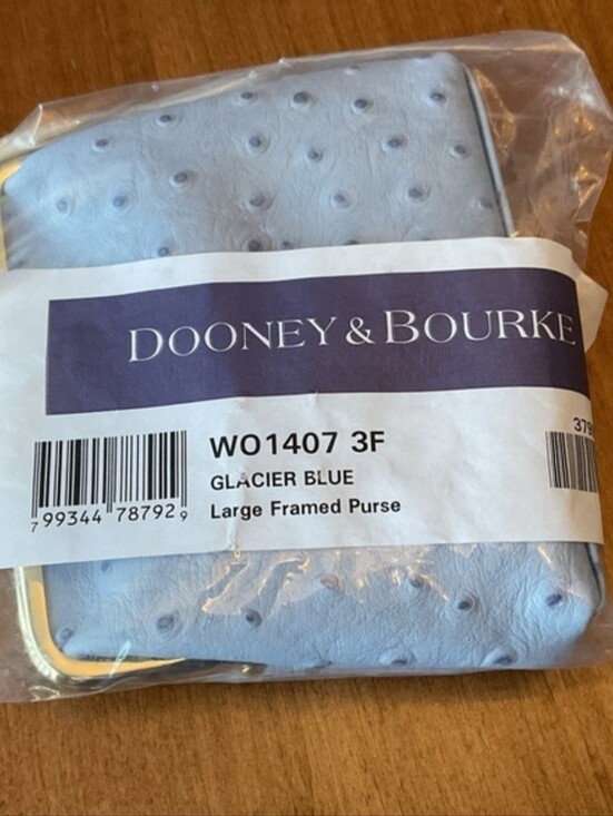 Dooney & Bourke Handbags - Dooney & Bourke Ostrich Kiss Lock Framed Wallet Glacier Blue